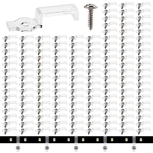 VooGenzek 150 Stück Strip Befestigung Clips, LED Streifen Halterung, Licht Montagehalterung Befestigung, mit Schrauben, für 10mm Waterproof LED Strip (Durchsichtig) von VooGenzek