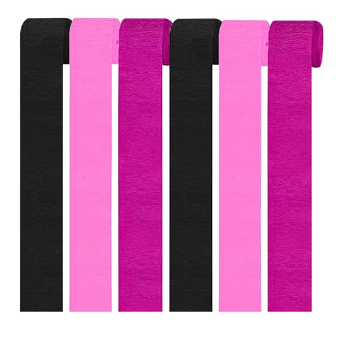 Vsosfiza 6er Set Krepppapier Rosenrot Schwarz Rosa kreppbänder zum Aufhängen, Dekoration für Geburtstagspartys, Hochzeiten, Festivals Party Dekoration(4.5 cm x 25 m) von Vsosfiza