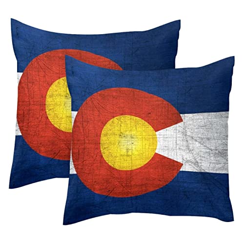 Colorado Flag US State Kissenbezüge, 2 Stück, quadratische Kissenbezüge, dekorativer weicher Samt-Kissenbezug für Couch, Sofa, Bett, Auto, Wohnzimmer, 40 x 40 cm von WALLDOR
