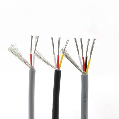 UL2547 Schwarz/Grau Mehradriges 2/3/4/5-adriges Abgeschirmtes Kabel 22 24 26 28 AWG PVC-Signalkabel Verzinntes Kupfer-Audiokabel 300 V (Color : Gray, Size : 28AWG-3Cores) von WALNUTS