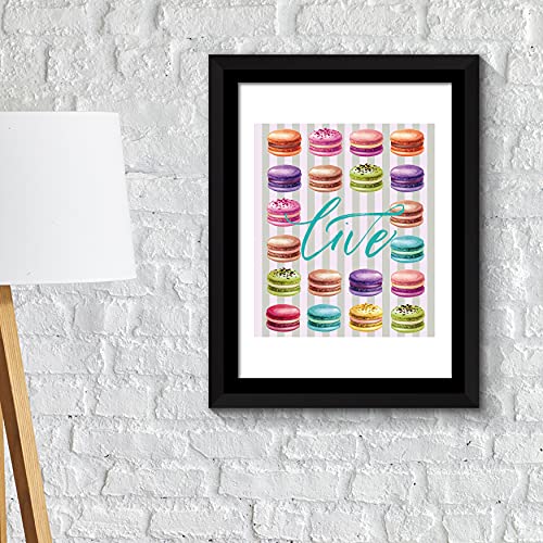 Walplus " Macaron Nachtisch Wandkunst Holzrahmen, Vinyl Mehrfarbig, 42.6 X 32.6 X 1,5 CM von WALPLUS