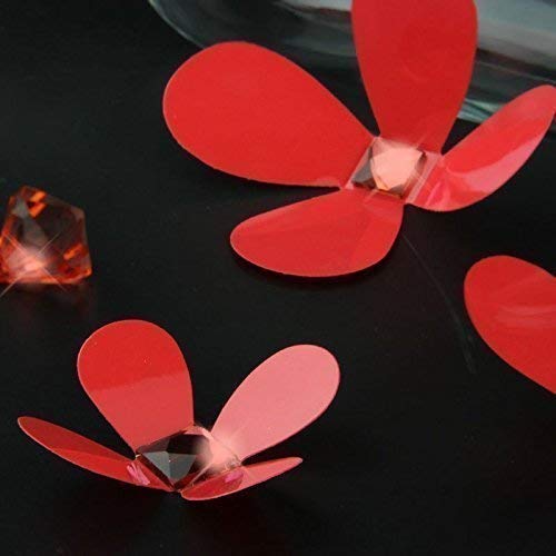 Walplus Rot 3D Kristall Blumen Kunst Heim Restaurant Abnehmbare Selbstklebend Sticker 10 X 18 X 3.5 cm 12-tlg. von WALPLUS