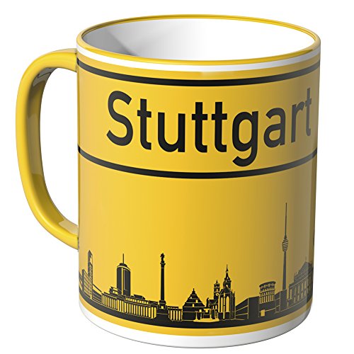 WANDKINGS® Tasse, Skyline Stuttgart - GELB von WANDKINGS