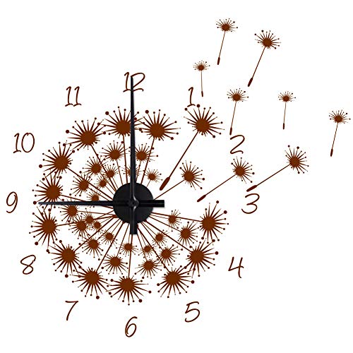 WANDKINGS "Pusteblume Wanduhr Wandtattoo (Farbe: Uhr=Schwarz, Aufkleber=Braun) von WANDKINGS