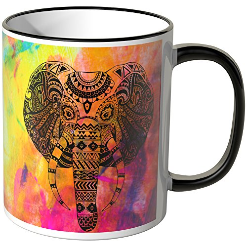 WANDKINGS Tasse, Motiv „Maori Elefant“ - SCHWARZ von WANDKINGS