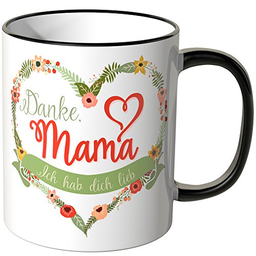 WANDKINGS Tasse, Schriftzug Danke Mama. Ich hab Dich lieb. - SCHWARZ von WANDKINGS