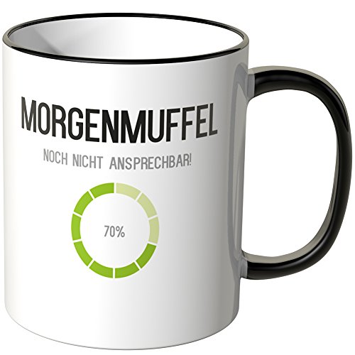 WANDKINGS® Tasse, Spruch: MORGENMUFFEL - nocht Nicht ansprechbar! - SCHWARZ von WANDKINGS