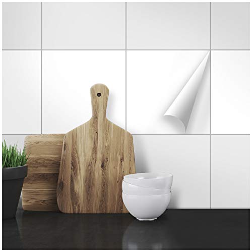 Wandkings Fliesenaufkleber - Wähle eine Farbe & Größe - Weiß Seidenmatt - 19,5 x 19,5 cm - 20 Stück für Fliesen in Küche, Bad & mehr von WANDKINGS
