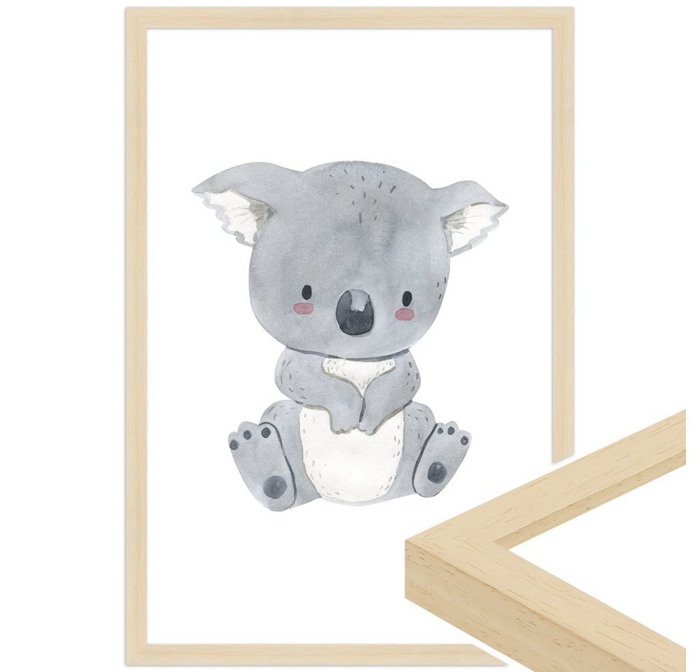 WANDStyle Bild mit Rahmen Koala, Aquarell Poster für Kinderzimmer von WANDStyle