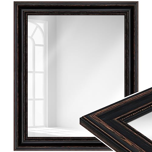 WANDStyle Spiegel Barock und Antik I Außenmaß: 40x40cm I Farbe: Schwarz I schwarzer Wandspiegel aus Holz I Made in Germany I H550 von WANDStyle