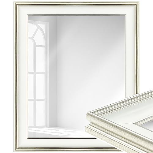 WANDStyle Spiegel Barock und Antik Stil I Außenmaß ca. 40 x 70 cm I Farbe Weiß I weißer Wandspiegel aus Massivholz I Made in Gemany I H235 von WANDStyle