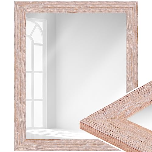 WANDStyle Spiegel im Landhaus Stil I Außenmaß: 58x68cm I Farbe: Eiche, Sonoma (Optik) I Wandspiegel aus Holz I Made in Germany I H380 von WANDStyle