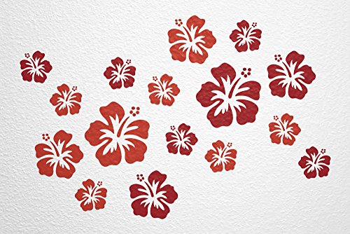 WANDfee Wandtattoo Hibiskus Blumen Hibiskusblüten FARBWUNSCH Wandaufkleber Fliesenaufkleber dunkelrot rot von WANDfee