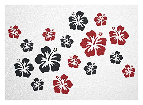 WANDfee Wandtattoo Hibiskus Blumen Hibiskusblüten FARBWUNSCH Wandaufkleber Fliesenaufkleber dunkelrot schwarz von WANDfee