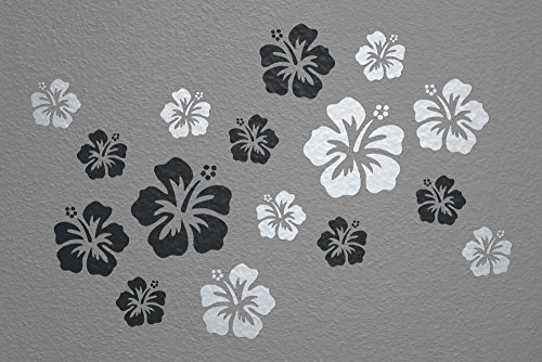 WANDfee Wandtattoo Hibiskus Blumen Hibiskusblüten FARBWUNSCH Wandaufkleber Fliesenaufkleber silber schwarz von WANDfee