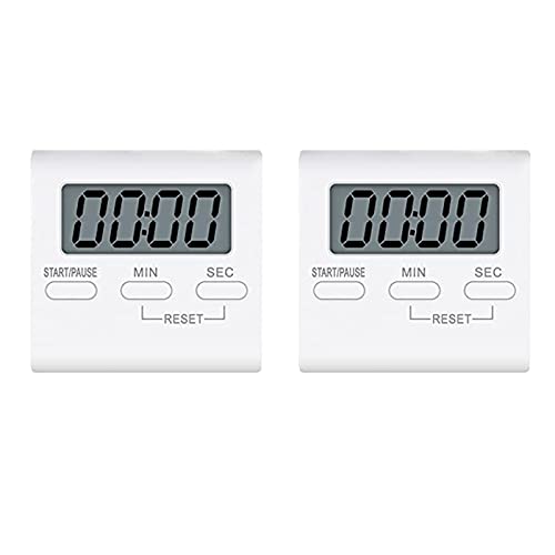 WANGCL 2 Stück weiße große digitale Küchen-Timer, magnetischer Countdown-Timer mit lautem Alarm für Kochen und Klassenzimmer, Lehrer von WANGCL