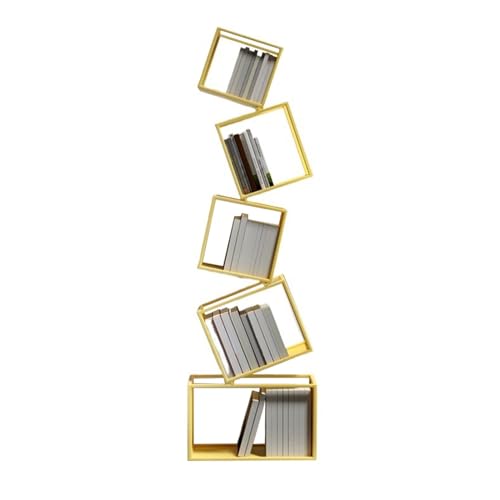 WANGHAI-666 Bücherregale Kreatives Eck-Bücherregal, bodenstehendes Lagerregal, Wohnzimmer, modernes, einfaches Eisen-Eck-Bücherregal Multifunktions Lagerregal (Size : Gold) von WANGHAI-666