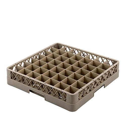 WAS 9850 049 Serie 9850 Polypropylen Gläserkorb mit 49 Einteilungen, Beige/Braun, 50cm Länge, 50cm Breite, 10cm Höhe von WAS