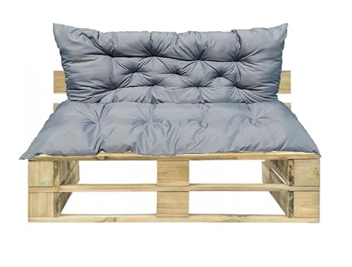 WBM Sewing Waterproof Outdoor Palettenkissen | Hollywoodschaukel Auflage | Bankauflage | Sitzkissen and Rückenkissen | Pallettenpolstern | Lounge Kissen Outdoor | 180 x 110 cm(180 x 50 x 60 cm) Grau von WBM Sewing