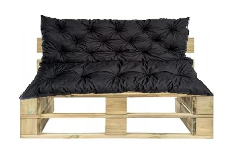 Waterproof Outdoor Palettenkissen | Hollywoodschaukel Auflage | Bankauflage | Sitzkissen and Rückenkissen | Pallettenpolstern | Lounge Kissen Outdoor | 100 x 110 cm(100 x 50 x 60 cm) Schwarz von WBM Sewing