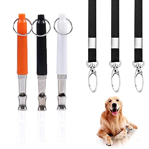 3 Stück Hundepfeife, Professionelle Trainingspfeife, Ultraschall Pfeife Hochfrequenz, Hundepfeife mit Pfeifenband, HundPfeife für Hundeausbildung(Schwarz, Weiß, Orange) von WBYNB