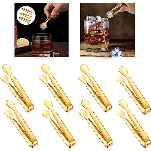 Mini Zuckerzange Set, 8 Stück Edelstahl Eiszange Candybar Zangen, Edelstahl Mini Serving, Süßigkeiten Zange Eiswürfelzange Klein Servierzange Küchenzange für Hochzeit Bar Party (Gold) von WBYNB