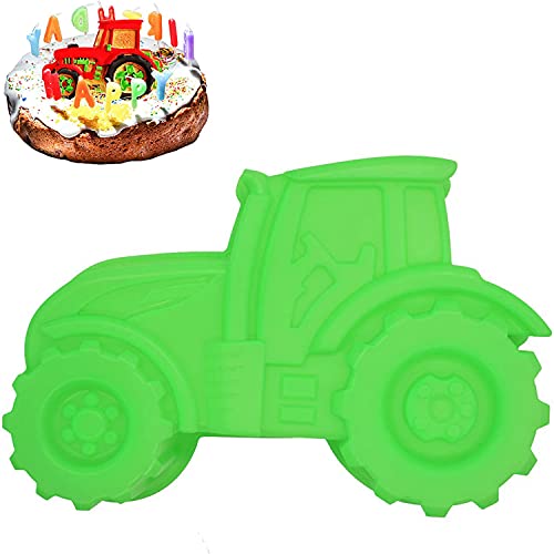 Backform Traktor, Kuchenform für Kinder, Lastwagen Form Antihaft Silikon Backformen Kuchenform, Auto Form Silikonform Grün Kuchenform zum Backen, Kuchen Silikonform für Kuchen, EIS, Schokolade, Brot von Whcctl