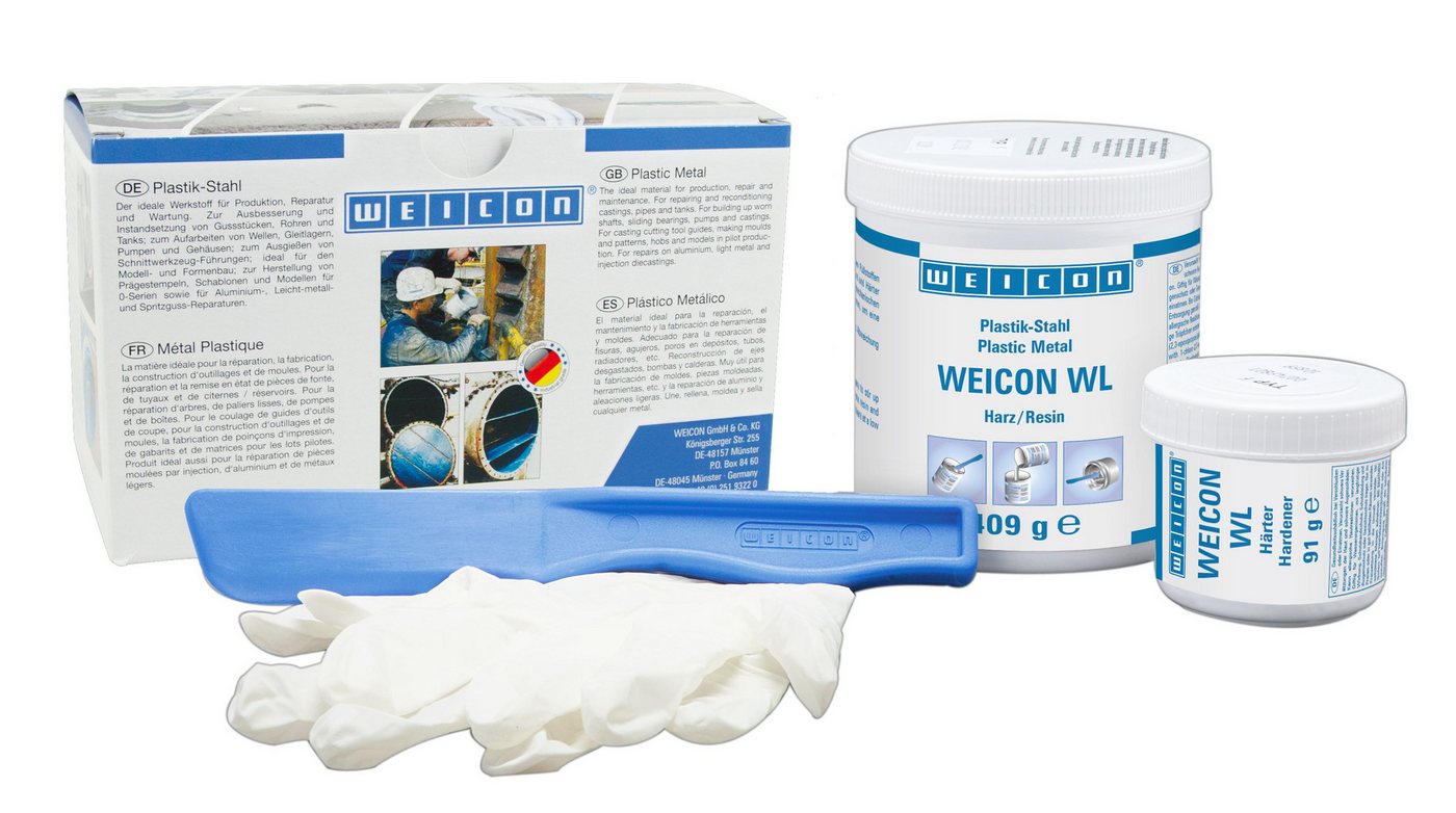 WEICON Reparaturmasse WL keramisch gefüllte Epoxidharz-System für hohen Verschleißschutz, keramisch gefüllt, (Set), chemikalienbeständig, temparaturbeständig von WEICON
