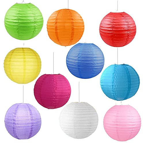 Bunt Papier Laterne, 10 Stück Papierlampions Runde, Papier Lampenschirm Lampion, Papier Lampions Papierlaternen Bunt für Wohnkultur, Partys und Hochzeiten - 7,87 Zoll, (10 Farben) von WEIWUXIAN