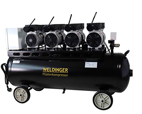 WELDINGER Flüsterkompressor FK 360 pro 3000 W/230 V Motoren einzeln schaltbar innenbeschichteter 90 Liter Tank 5 Jahre Garantie von WELDINGER