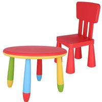 Runder Tisch und Kinderstuhl aus starkem und widerstandsfähigem Kunststoff - Rot - Wellhome von WELLHOME