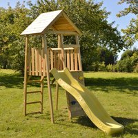 Kinderspielhaus, Kletterturm Falke mit Rutsche und Kletterwand holz / gelb - Wendi Toys von WENDI TOYS