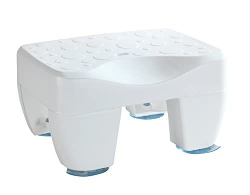 WENKO Badewannenhocker Secura, rutschsicherer Badewannensitz mit strukturierter Oberfläche aus robustem Kunststoff, Sitzhocker belastbar bis max. 150 kg, mit Wasserablauf, 40 x 21 x 31 cm, Weiß von WENKO