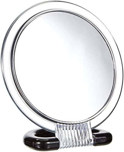 WENKO Kosmetik-Stand- und Handspiegel, Spiegelfläche ø 12.5 cm 300 % Vergrößerung, Kunststoff, 15.5 x 17 x 7.5 cm, Transparent von WENKO