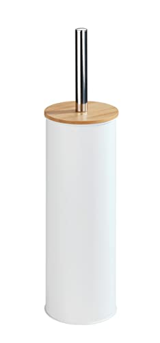 WENKO WC-Garnitur Tortona Weiß - WC-Bürstenhalter, geschlossene Form, Metall, 9.5 x 38.5 x 9.5 cm, Weiß, 395 Gramm von WENKO