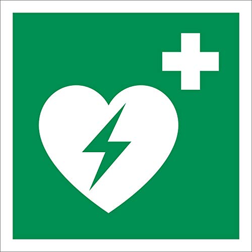 AED Rettungszeichen Rettungswegschild Aufkleber Nachleuchtend ASR A1.3 150 x150 mm von WERBEPUNKT.