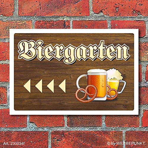 Schild "Biergarten, links", 3 mm Alu-Verbund 300 x 200 mm von WERBEPUNKT.