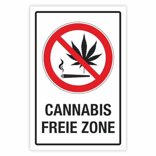 Schild Cannabis freie Zone Hinweisschild 3 mm Alu-Verbund 300 x 200 mm von WERBEPUNKT.