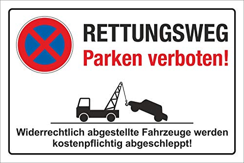 Schild Parkverbot Halteverbot Rettungsweg Parken verboten 3 mm Alu-Vebund 600 x 400 mm von WERBEPUNKT.