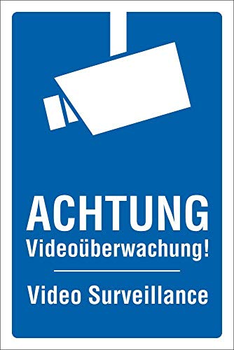 Schild Videoüberwachung videoüberwacht Video Surveillance 3 mm Alu-Verbund 300 x 200 mm von WERBEPUNKT.