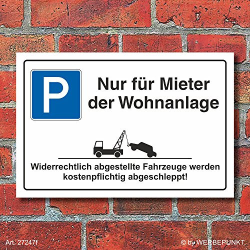 WERBEPUNKT. Schild Parkplatzschild Parkverbot Parken Nur für Mieter Wohnanlage Alu-Verbund 600 x 400 mm von WERBEPUNKT.