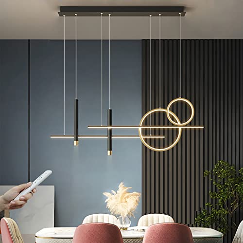 LED Hängeleuchte esstisch Pendelleuchte Moderne Dimmbar Pendellampe mit Fernbedienung Esstischlampe Höhenverstellbar Hängelampe für Esszimmer Arbeitszimmer Wohnzimmer Büro Küche leuchte 47W (Gold) von WERSVG