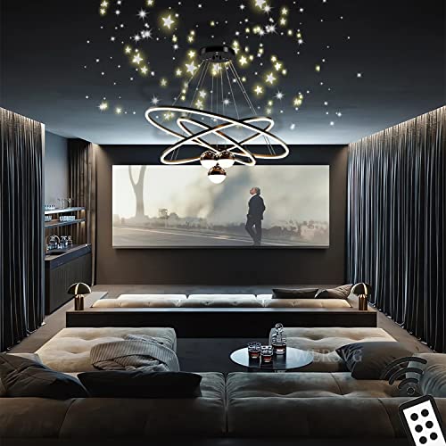 WERSVG Modern LED Hängeleuchte Schwarz esstisch Pendelleuchte Dimmbar 3500K-6500K Wohnzimmerlampe 70W Esszimmerlampen Pendellampe, für Esszimmer Schlafzimmer Küche Büro Lampe, 30cm+40cm+60cm von WERSVG