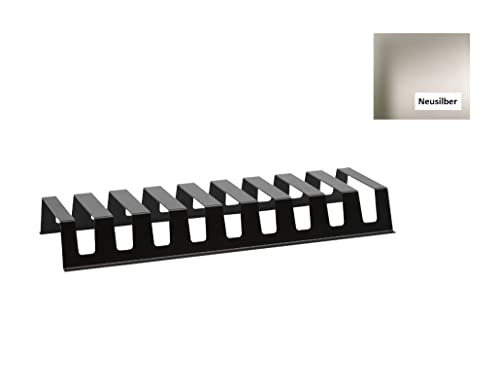 Wesco Rack System Smart Tellerhalter 60 aus pulverbeschichtetem Aluminium, flexibel erweiterbar, in der Farbe: Neusilber, Maße: 558 x 207 x 68 mm von WESCO