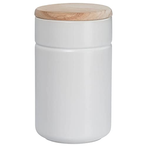 Elegante Vorratsdose TINT, Aufbewahrungsdose, Küchen-Dose mit Holz-Deckel, matt, Porzellan (900ml Weiß) von WESTCRAFT