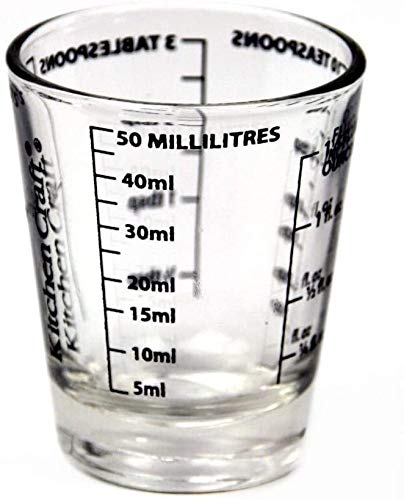 Mess-Glas, Measuring Glass, Mini Mess-Becher aus Glas, Shot-Trinkglas mit Skala 50 ml von WESTCRAFT