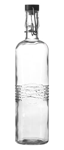 Oriental Old Fashioned 750 ml Schliff Glas Wasserflasche mit Bügelverschluss, luftdicht, Silikondichtung, Trinkflasche für Wasser, Saft, Tee im Kühlschrank, Glasflasche (Vintage Old Fashioned 750ml) von WESTCRAFT
