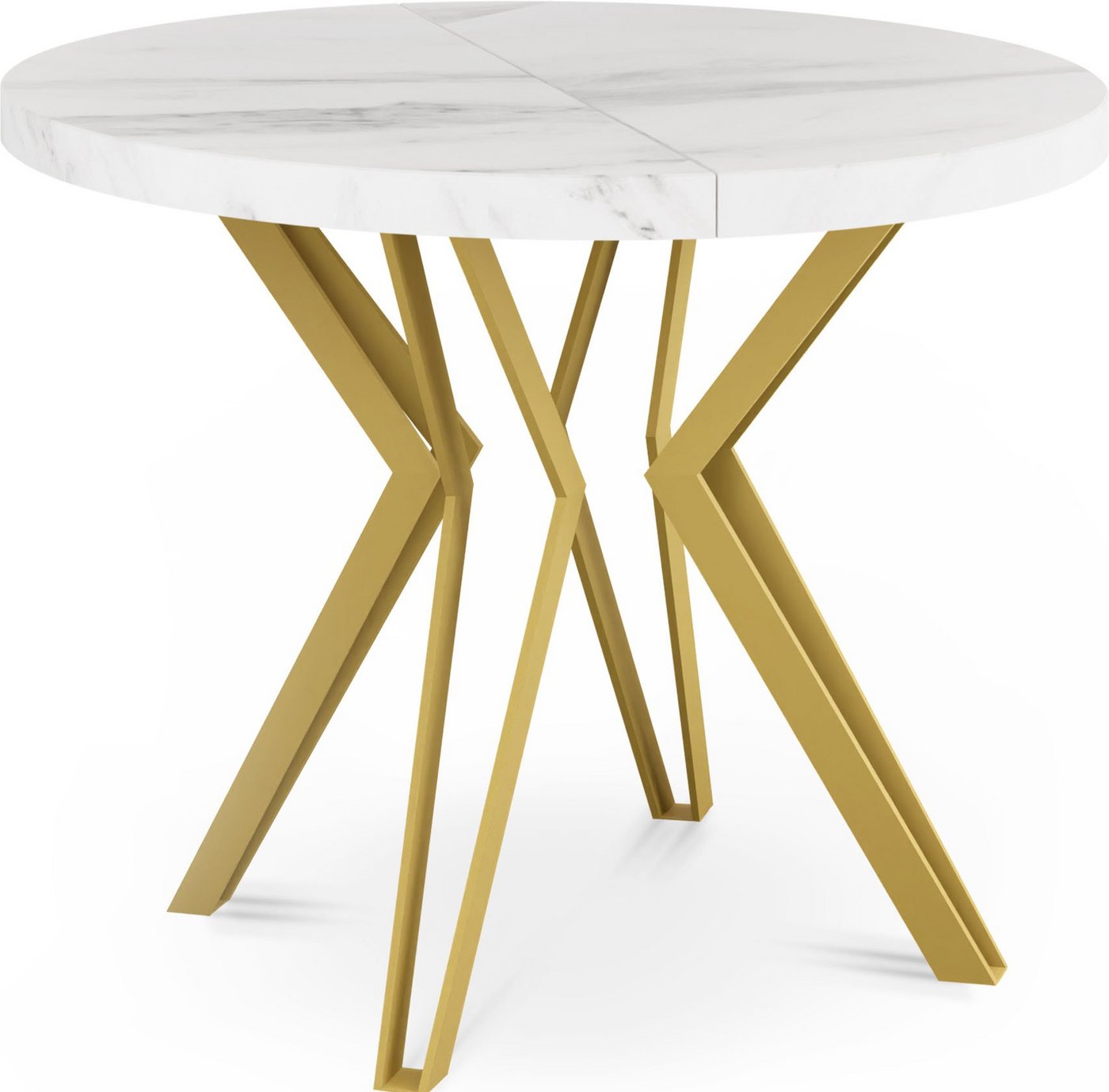 WFL GROUP Esstisch Daisy, Runder Ausziehbarer Tisch mit goldenen Metallbeinen von WFL GROUP