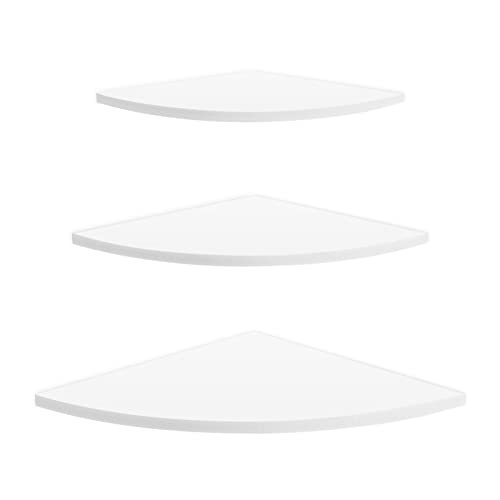 3 Stück Eckwandregale aus Weißem PVC, Schwimmende Bücherregale Im Modernen Stil, Aufbewahrungsregal für Zuhause und Büro von WGFOIP