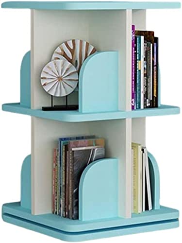 WHDEOY Um 360 Grad drehbares Bücherregal, Bücherregal für das Heimbüro, modernes Bücherregal für Schlafzimmer, Wohnzimmer und Heimbüro (Farbe: Blau, Größe: 39 x 162 cm) (blau 39 x 67 cm) von WHDEOY